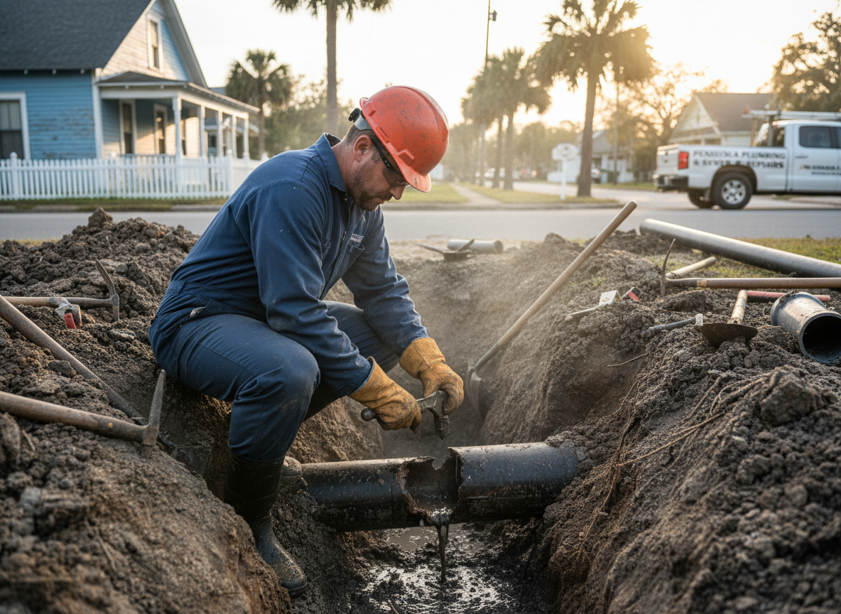 Broken Sewer Line in Pensacola, FL